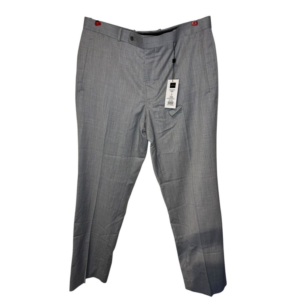 J. Lancaster Men's  Dress Pants Custom Made Button Fly Tapered Grey Sz.36X34 NWT